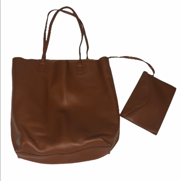 Last Chance Jil Sander Navy Brown Leather Tote Bag - Picture 3 of 14